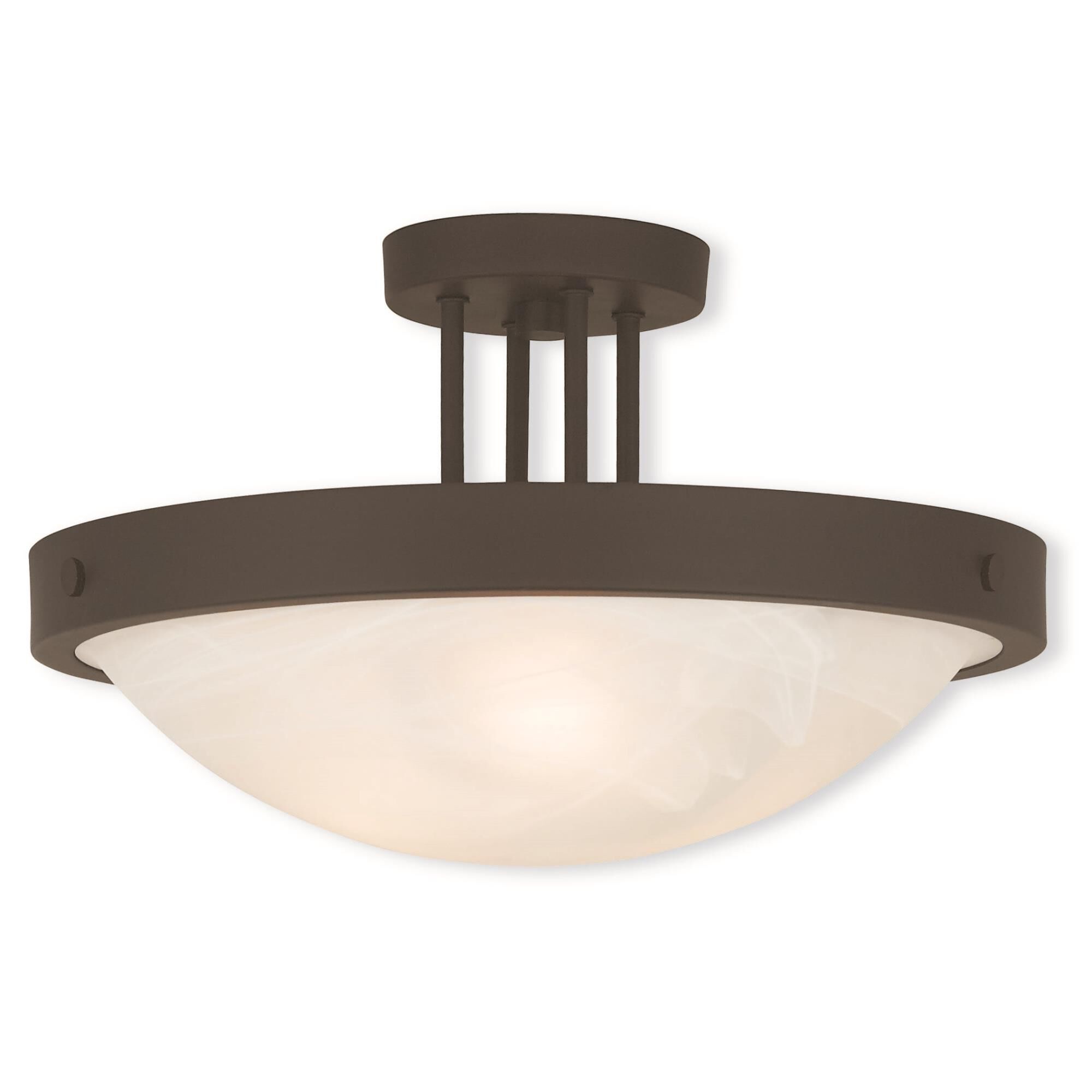 Shown in Bronze finish and White Alabaster shade